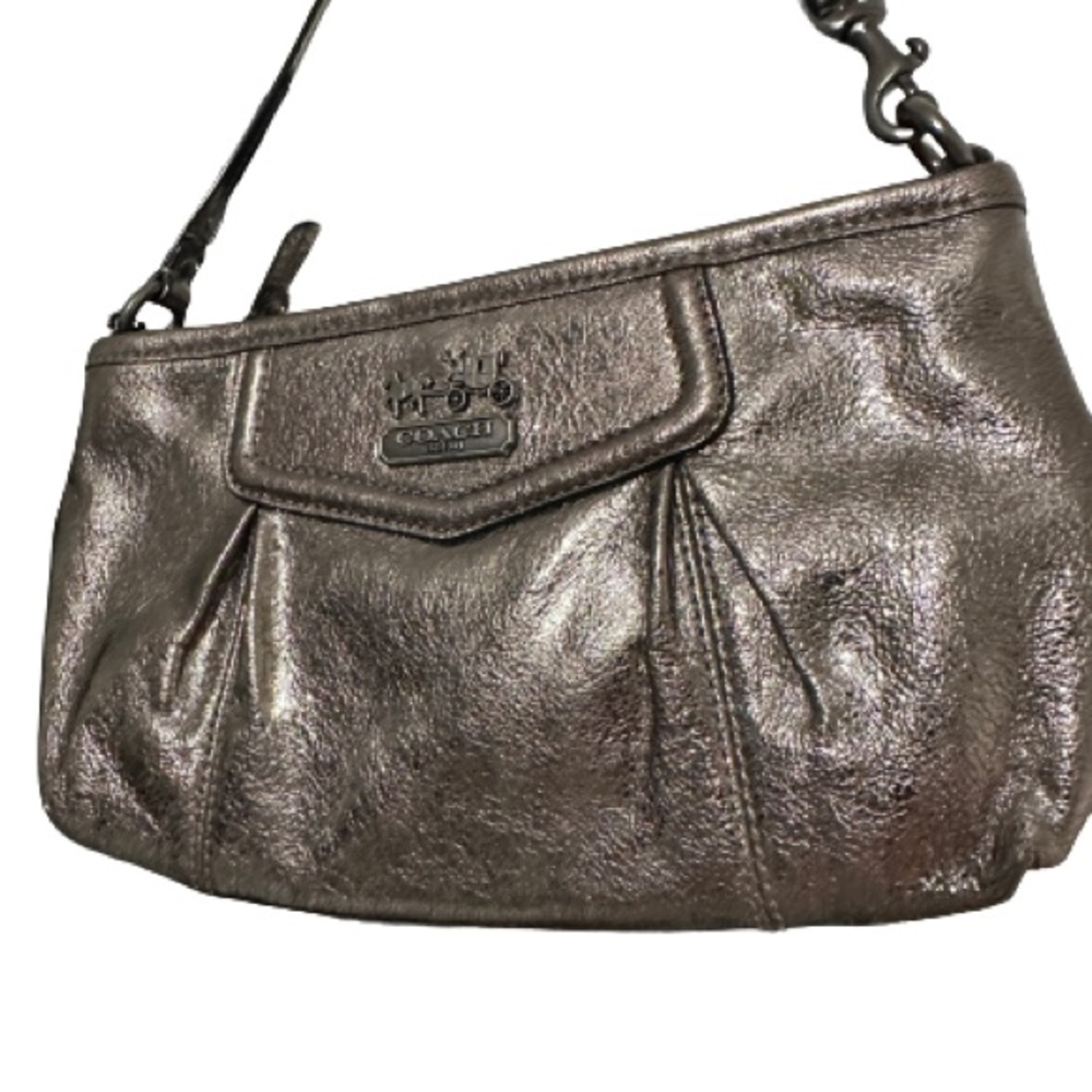 Coach Clutch Wristlet Pewter Leather - Picture 5 of 5